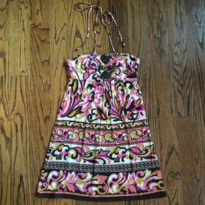 Milly Pink Printed Embellished Halter Dress
